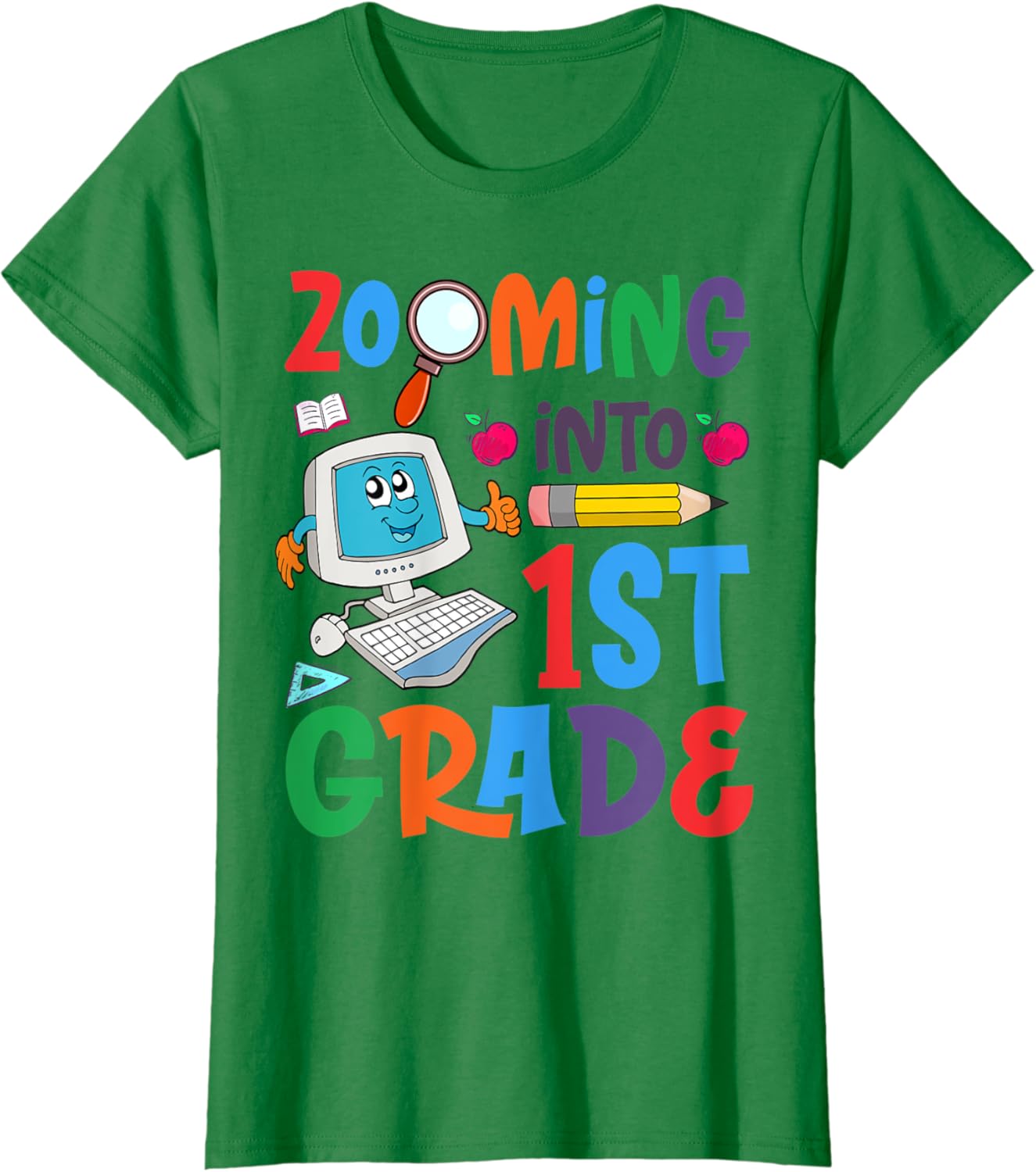zooming-into-1st-grade-hello-virtual-school-t-shirt
